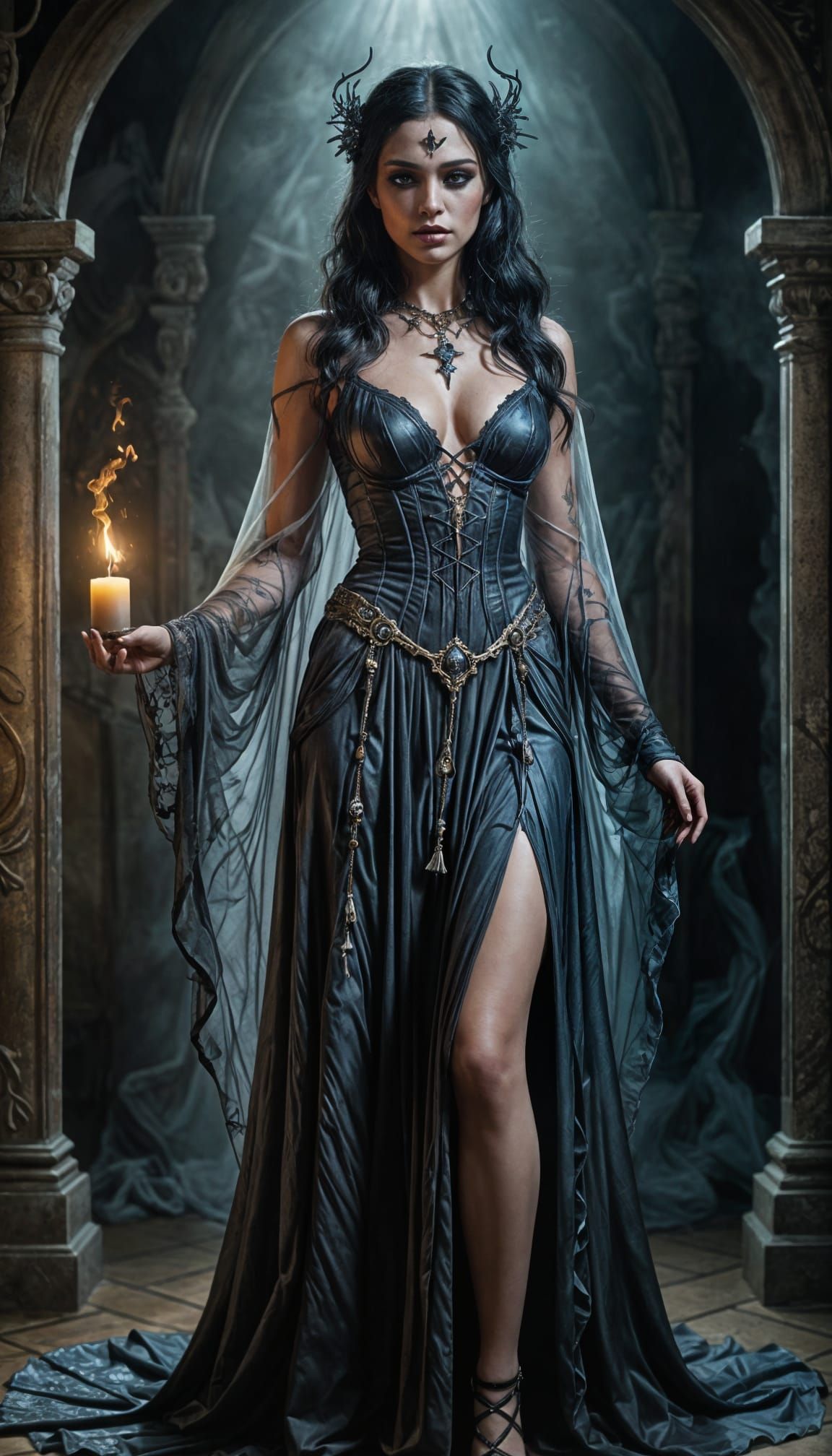 Sorceress in Translucent Gown, Hyperrealism Art