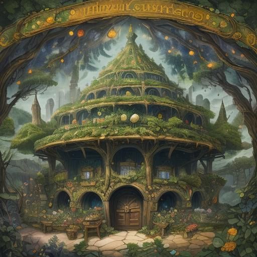 Idyllic Ringfort in Moon Tree Valley Illustration