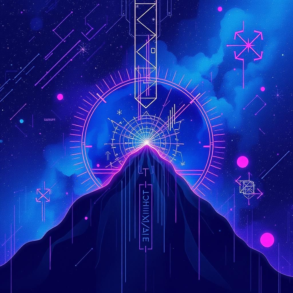 Maximalist Abstract Constellation with Glitch Art