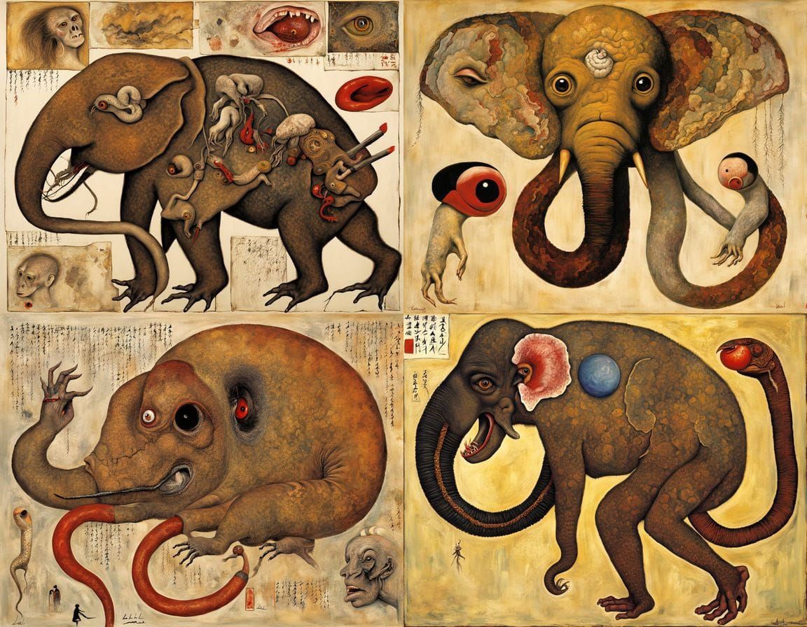 Surreal Mutant Creature in Japanese Art Style