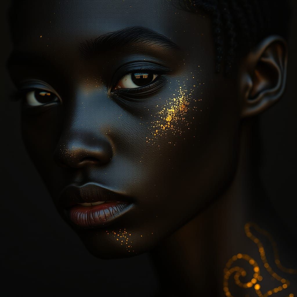 Golden Shimmer Portrait in High Resolution