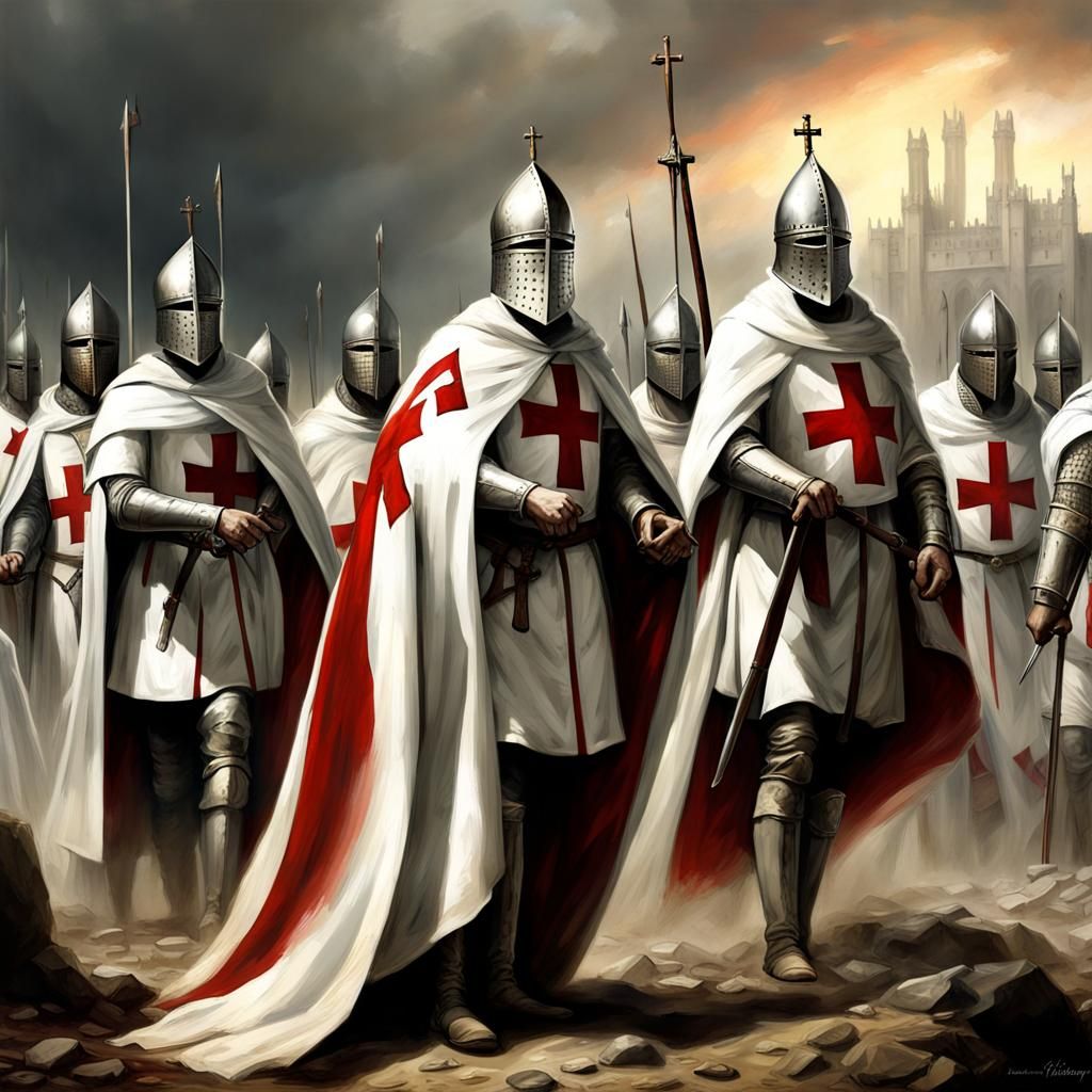 Knights Templar in Detailed Matte Painting Style