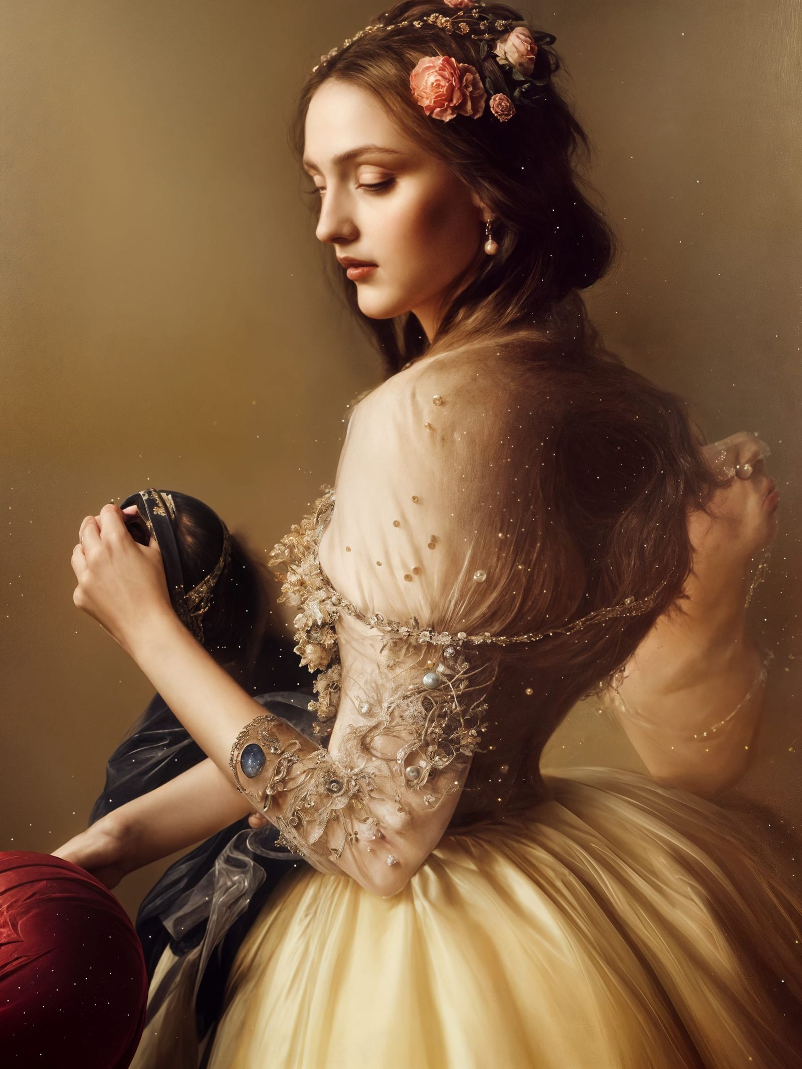 Renaissance Woman in Ball Gown: Photorealistic Portrait