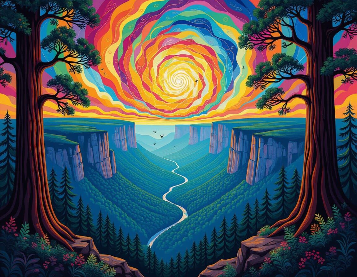 Valley Vista Inspired by Klimt and African Art