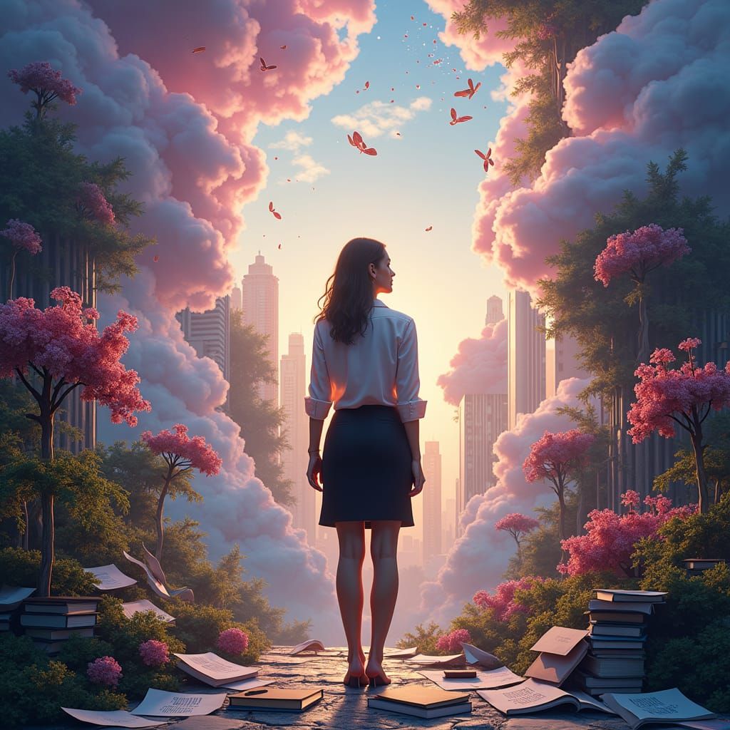 Surreal Landscape: Woman's Inner World of Success