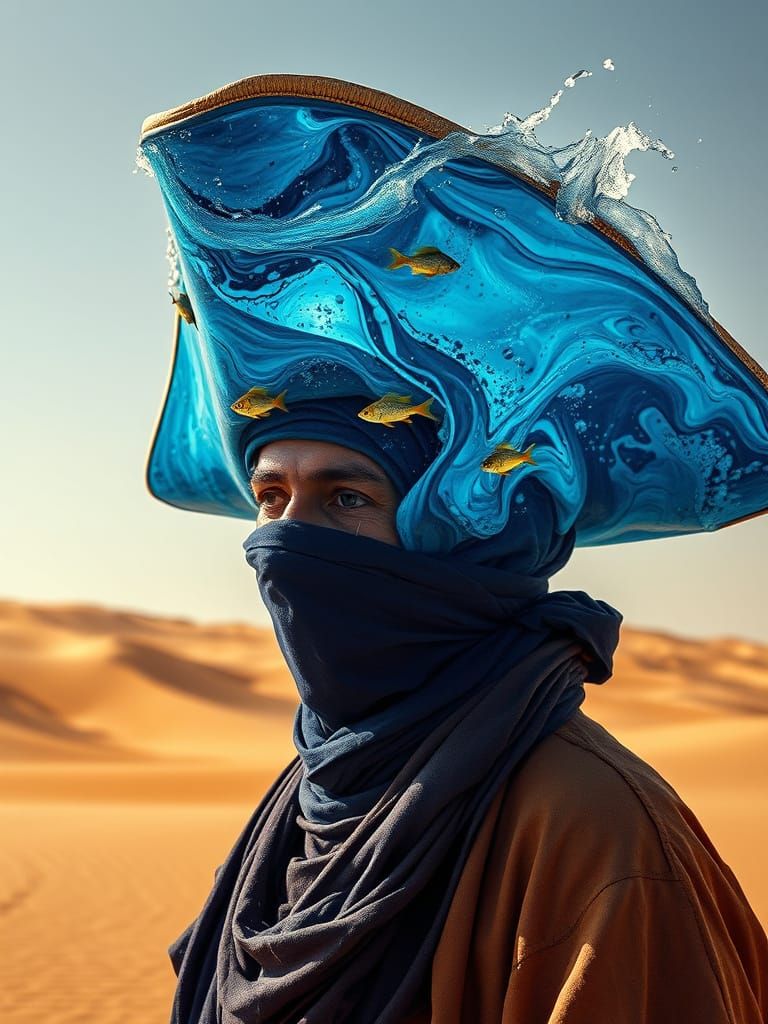 Tuareg Nomad in Surreal Seawater Pirate Hat