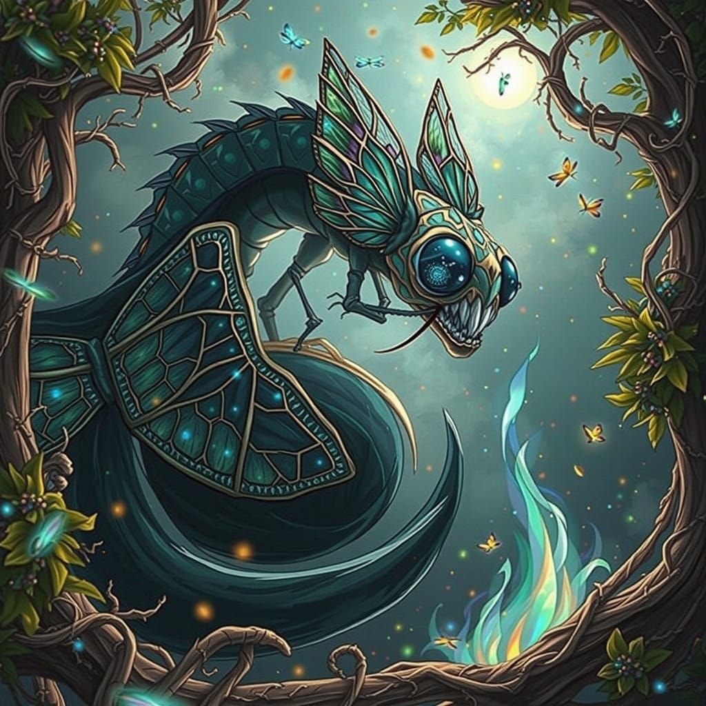 Dreamlike Firefly Amidst Ethereal Flame