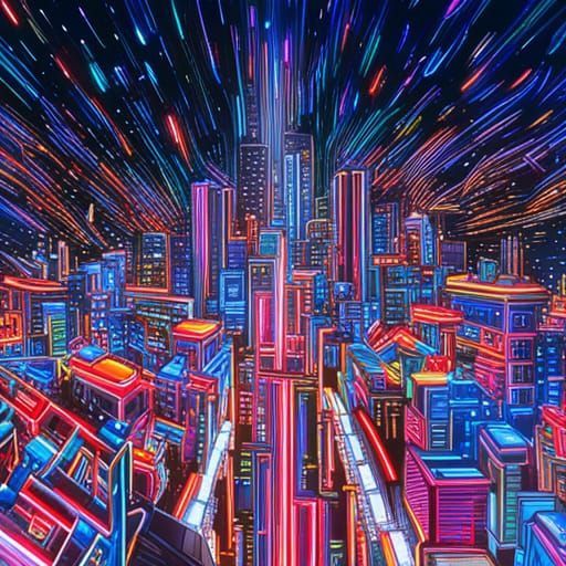 Futuristic Cityscape Floating in Space: Hyperrealistic Conce...