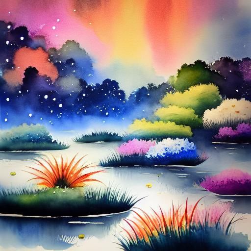 Magical Crystal Water Lily with Glitter Rain