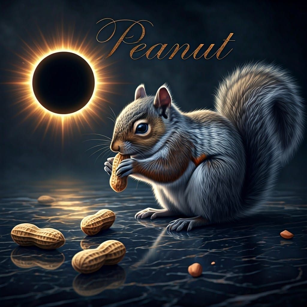 Squirrel Etching on Marble Slab in Dreamlike Style