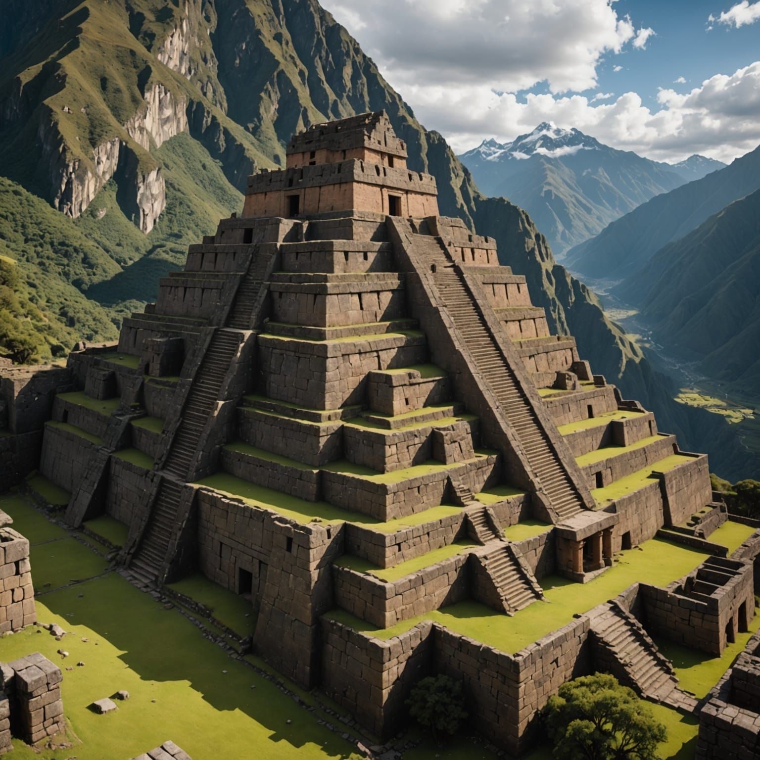 Inca Temple in Andes Mountains: Hyperrealistic 8K Image