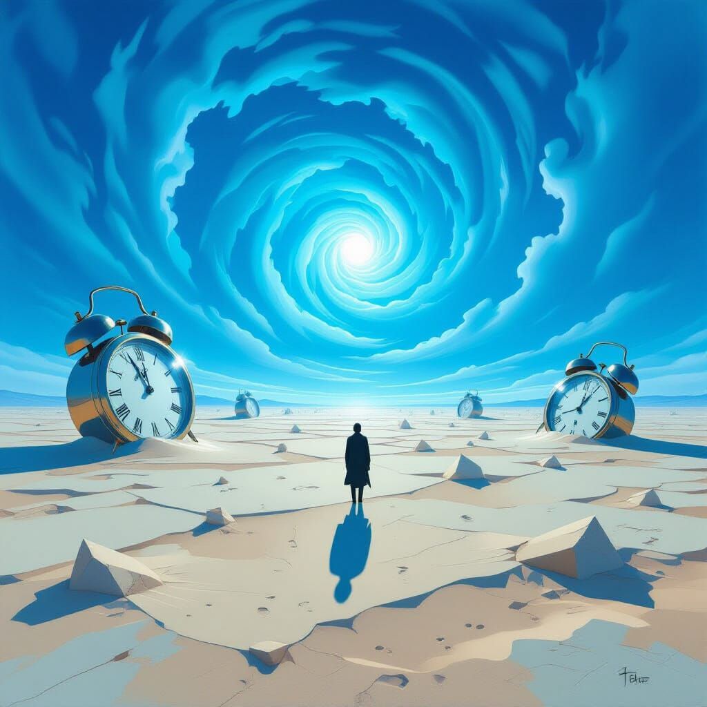 Dreamlike Azure Landscape in Surrealist Style