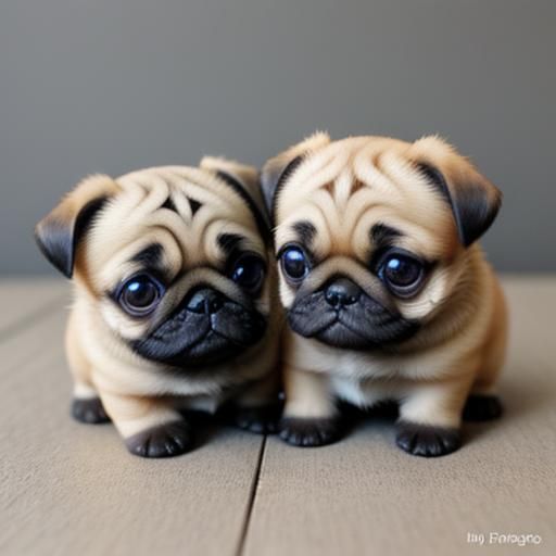 Twin Miniature Tan Pug Puppies in HD