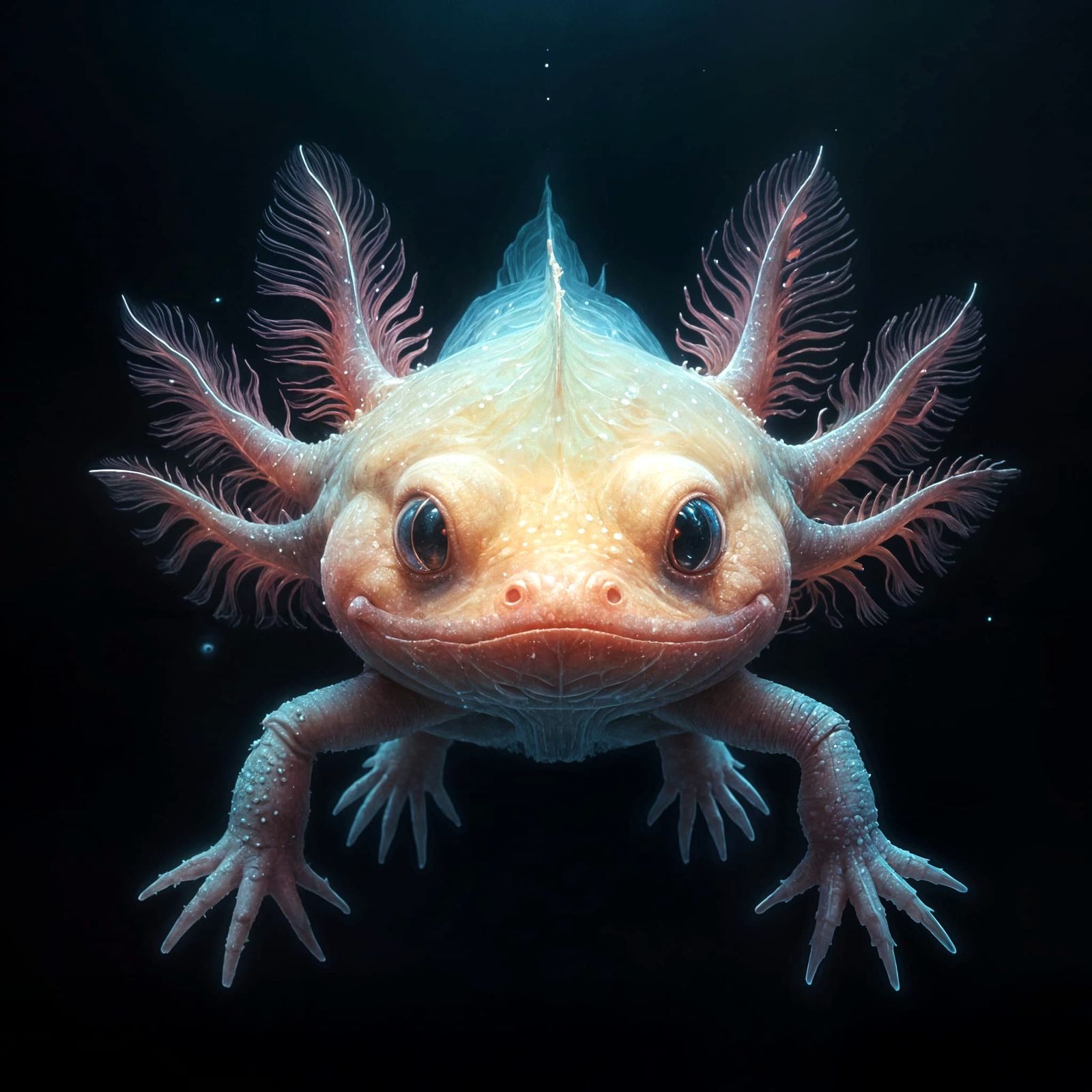 Ethereal Axolotl in Iridescent Glory