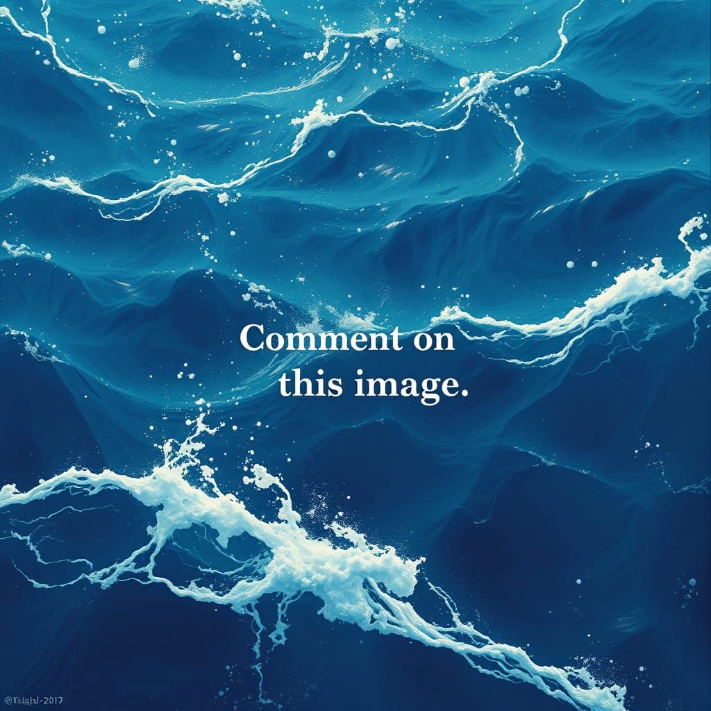 Ocean Scene with Floating Caption in Concept Art Style