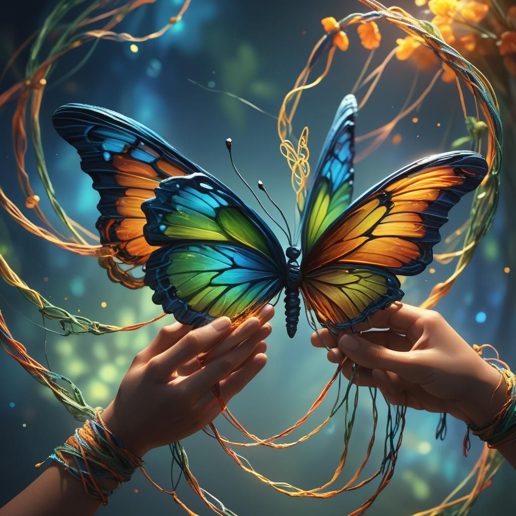 Hands Weaving a Butterfly: Fantasy Art