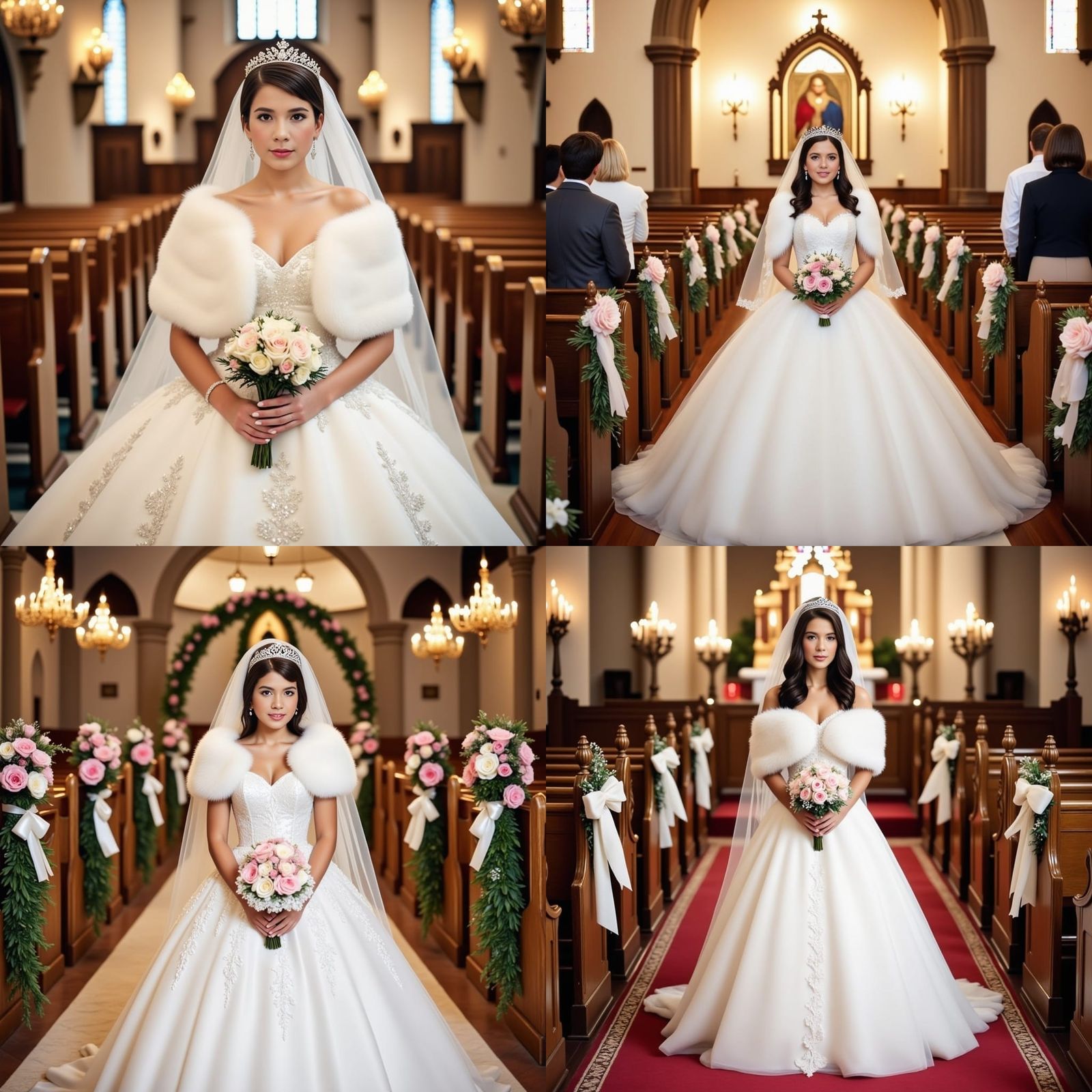 Elegant Bride in Ornate Gown: Matte Painting Style