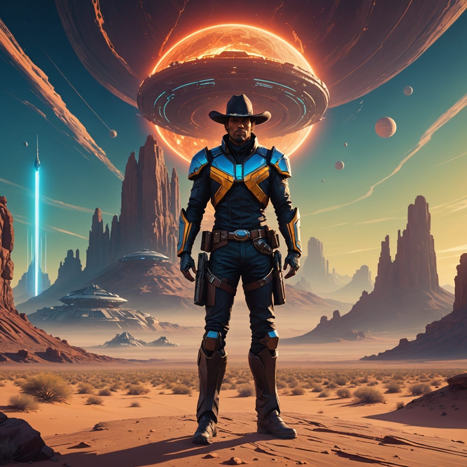 Retro-Futuristic Space Cowboy