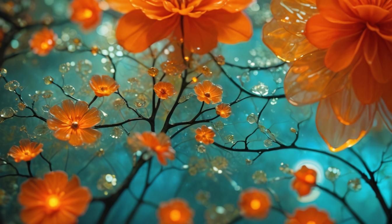 Bioluminescent Stained Glass Flower in Mystical Forest