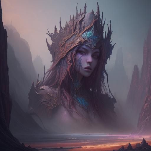 Fantasy Woman: Detailed Digital Matte Painting