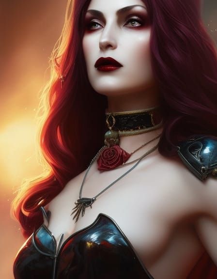 Vampire Baroness Portrait in Art Nouveau Style