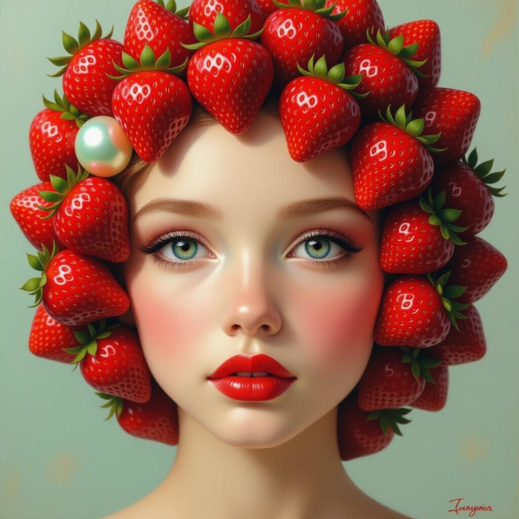 Surreal Portrait of a Girl with Strawberry Hair
