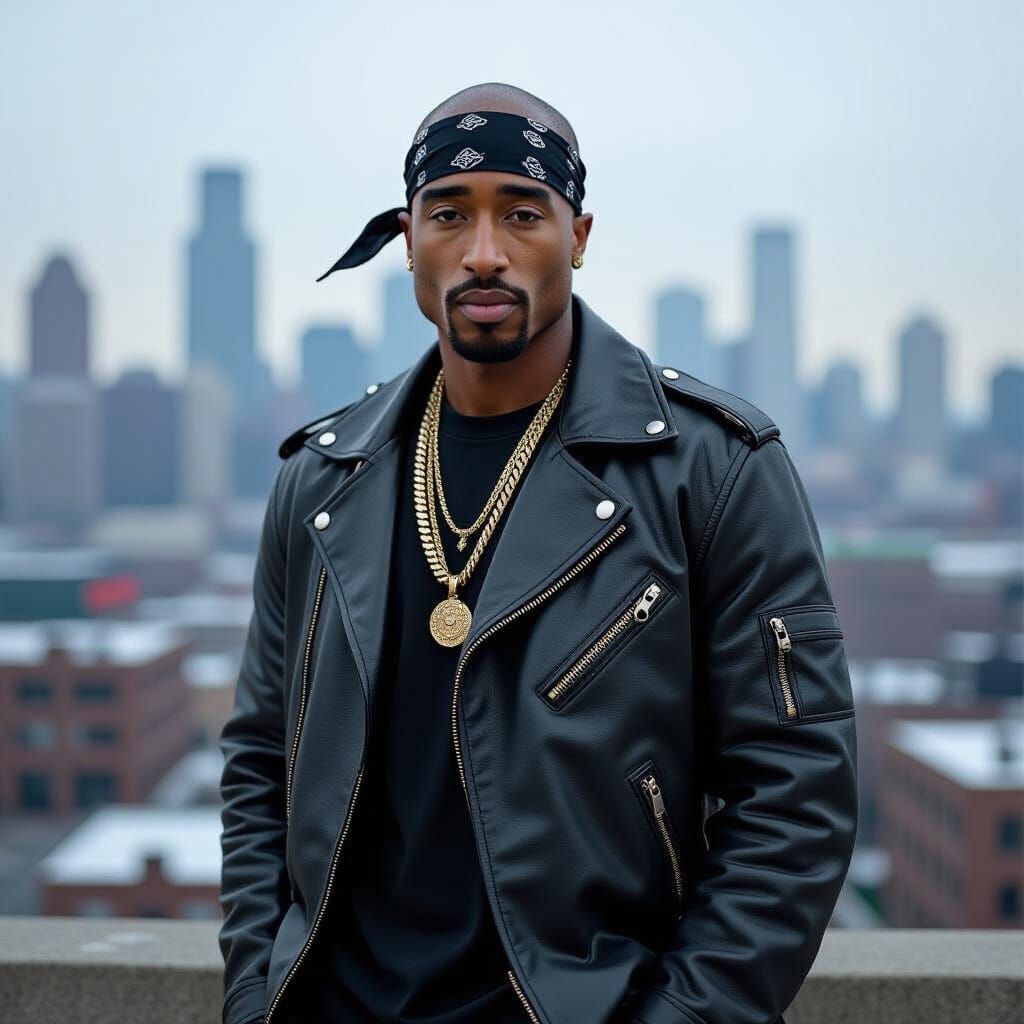 Tupac Shakur in Detroit, Urban Street Art Style