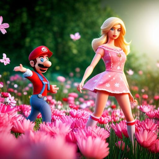 Barbie and Mario's Epic Snowball Fight