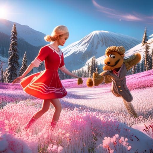 Barbie, Mario, and Bigfoot Snowball Fight