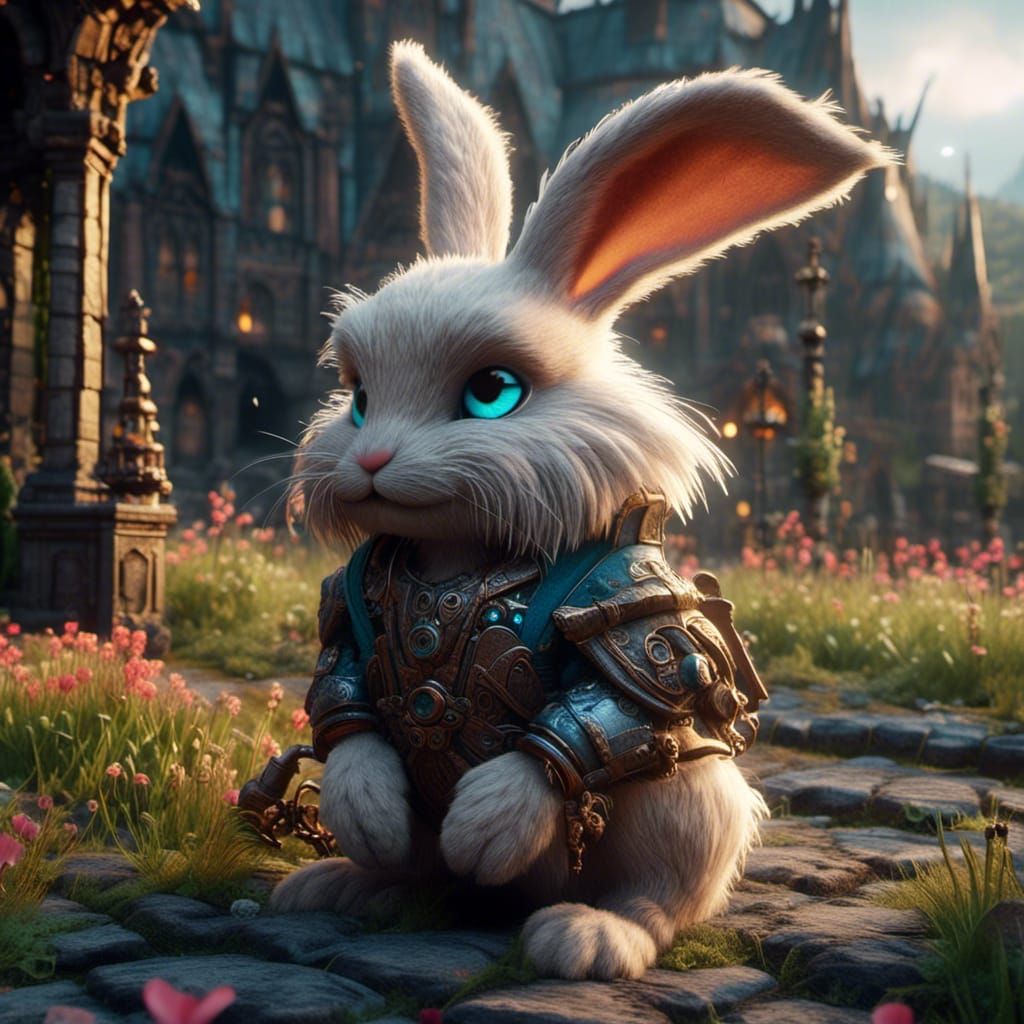 Fluffy Bunny in Detailed Fantasy Concept Art