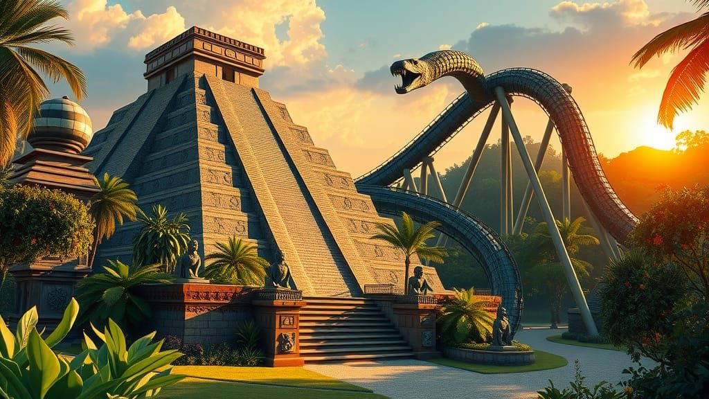 Mayan Theme Park: Feathered Serpent Roller Coaster