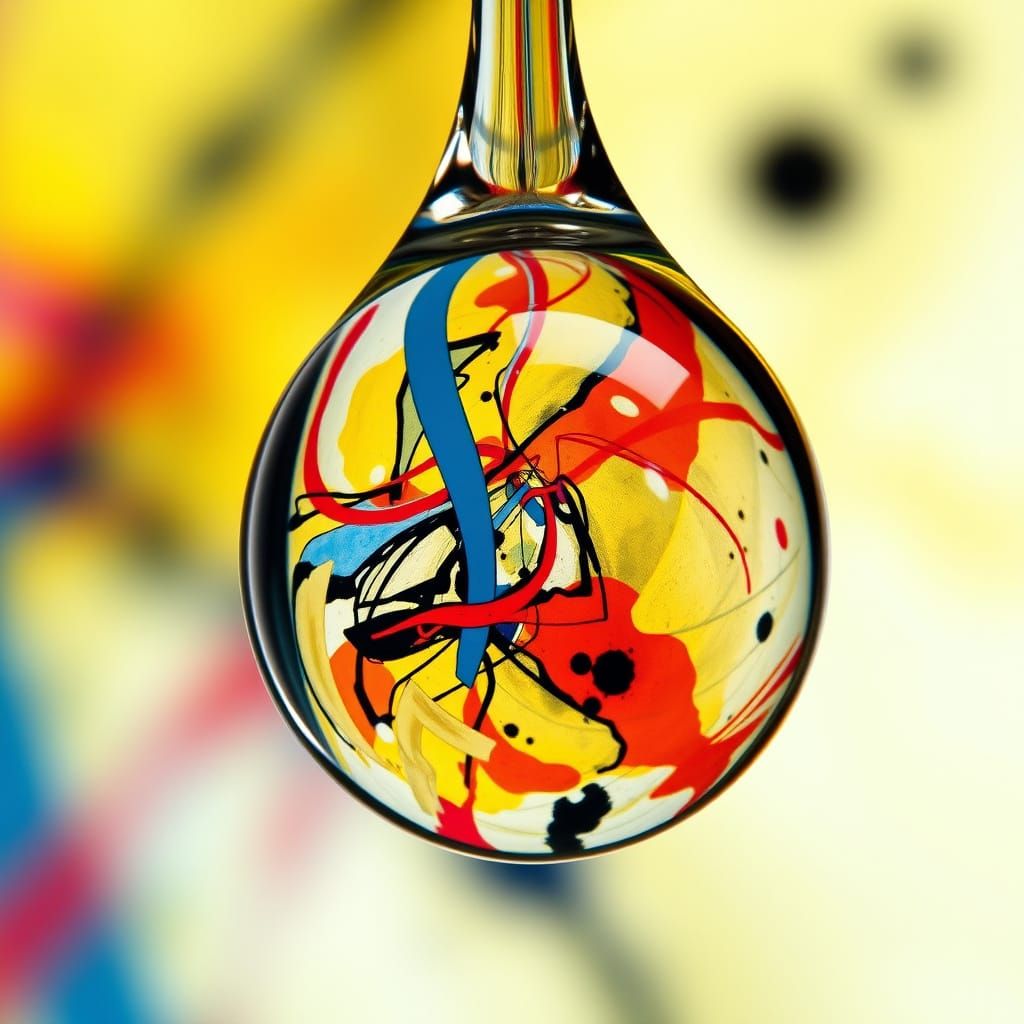 Water Drop Reflecting Abstract Painting in Kandinsky Style