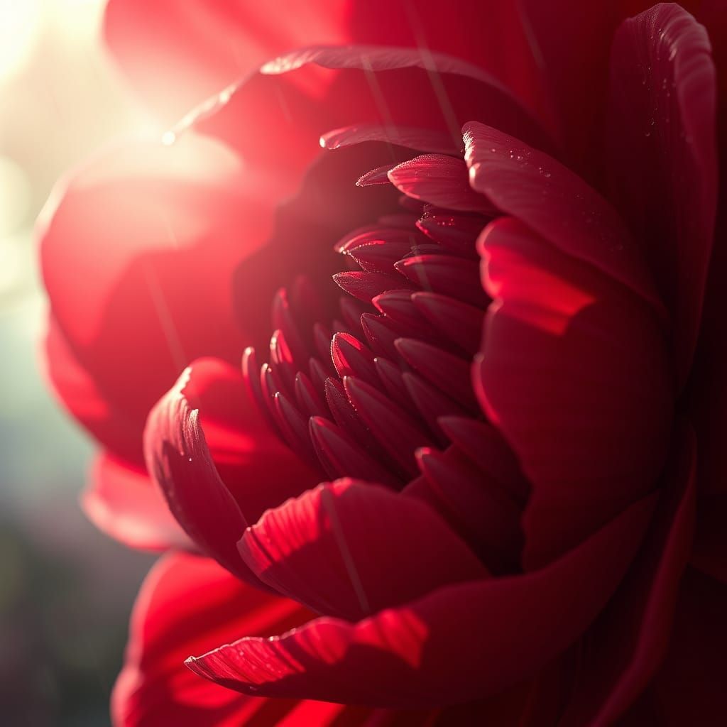 Scarlet Peony in Sunlight: Digital Art