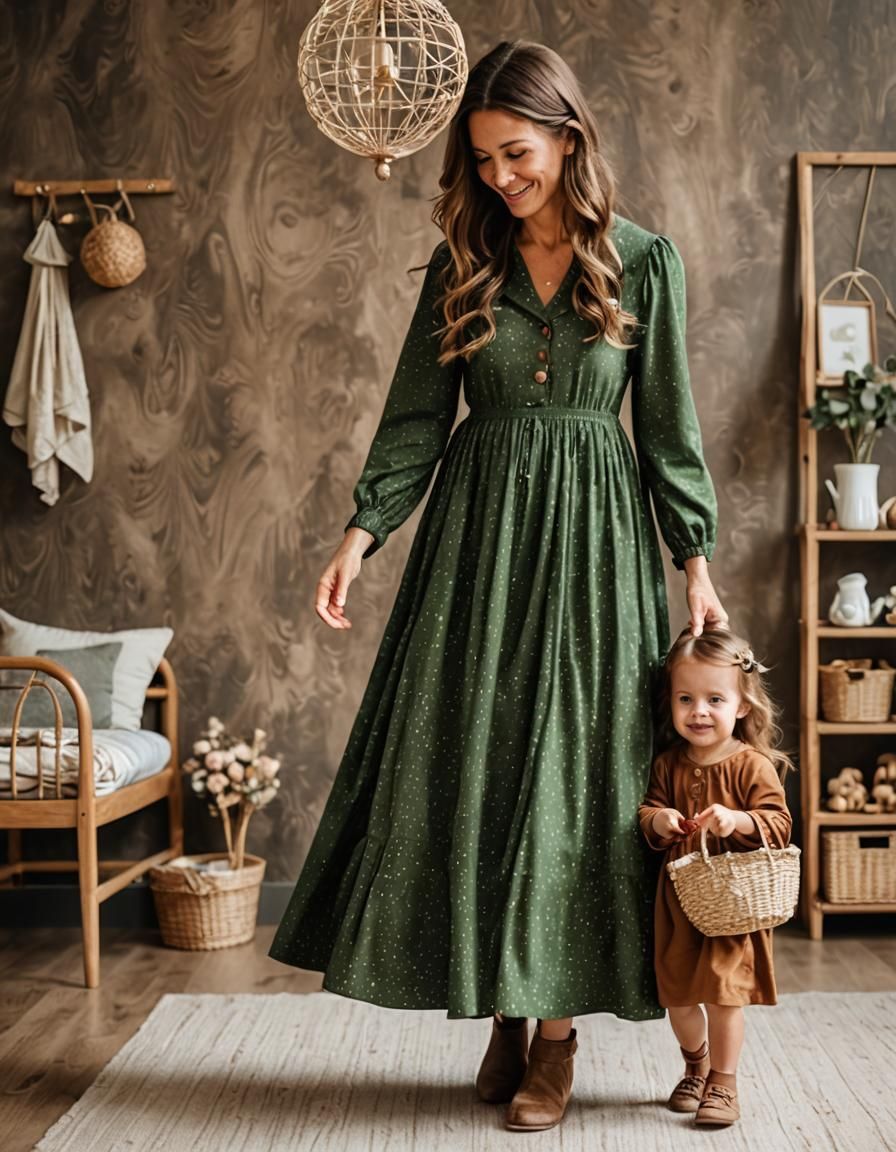 Charming Mother and Child in Whimsical Nursery