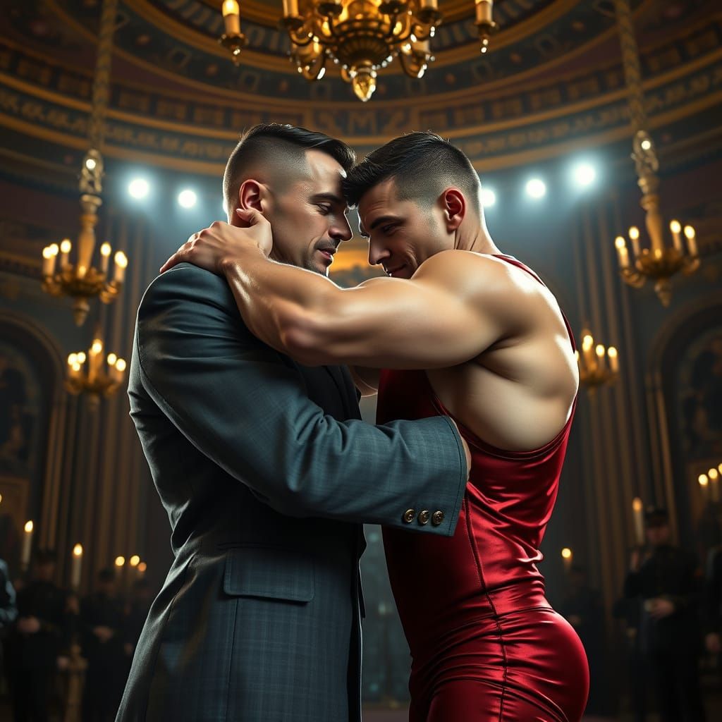 Intense Hug in Art Deco Grand Hall