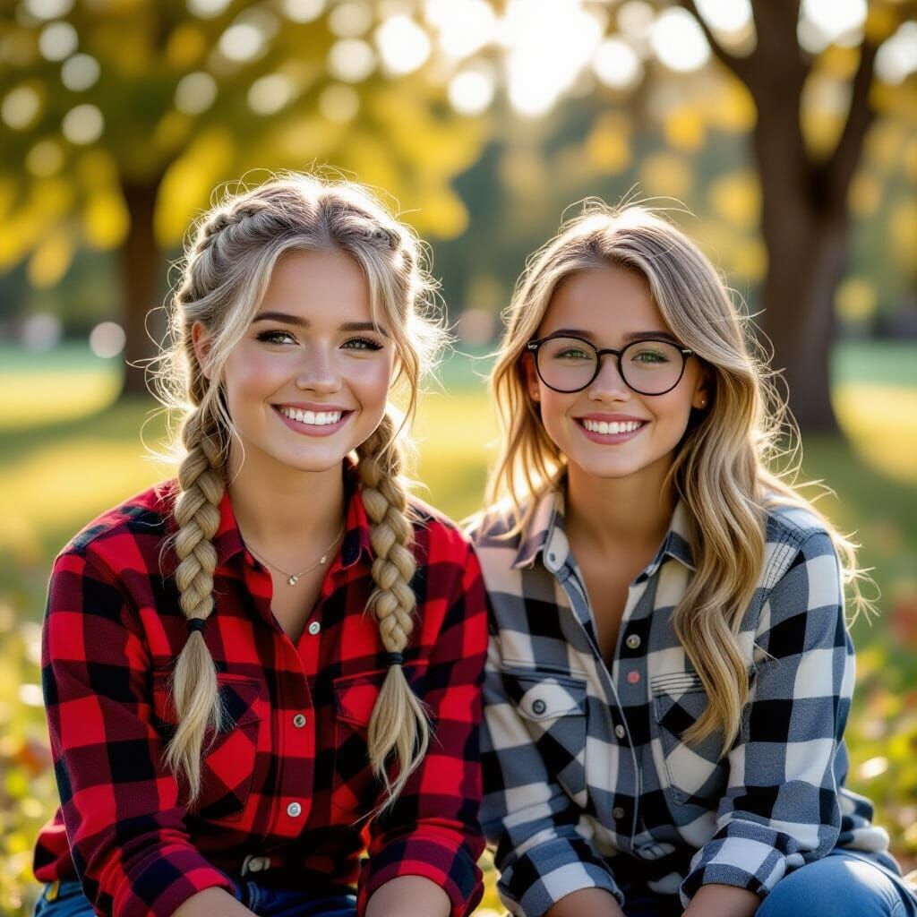 Girls in Park: Cinematic Film Still