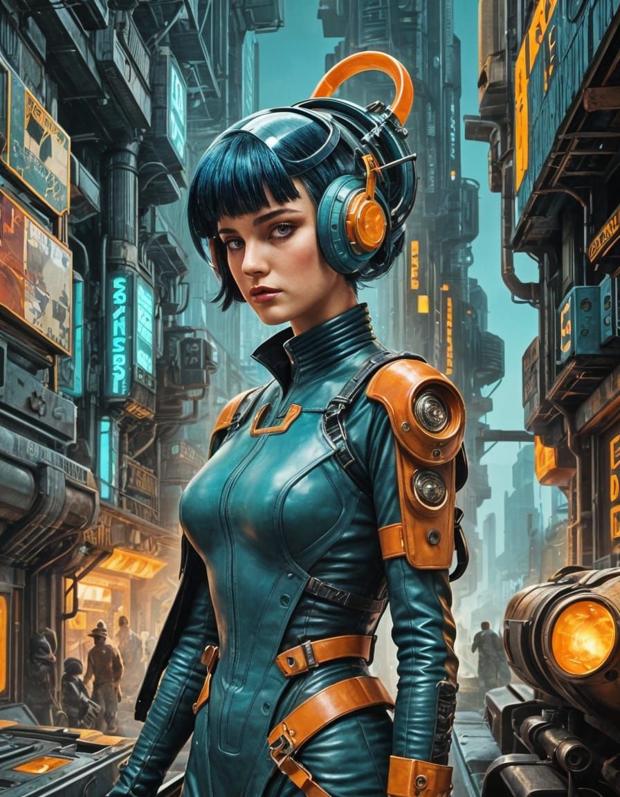 Futuristic Dieselpunk Cityscape in Hyperrealism