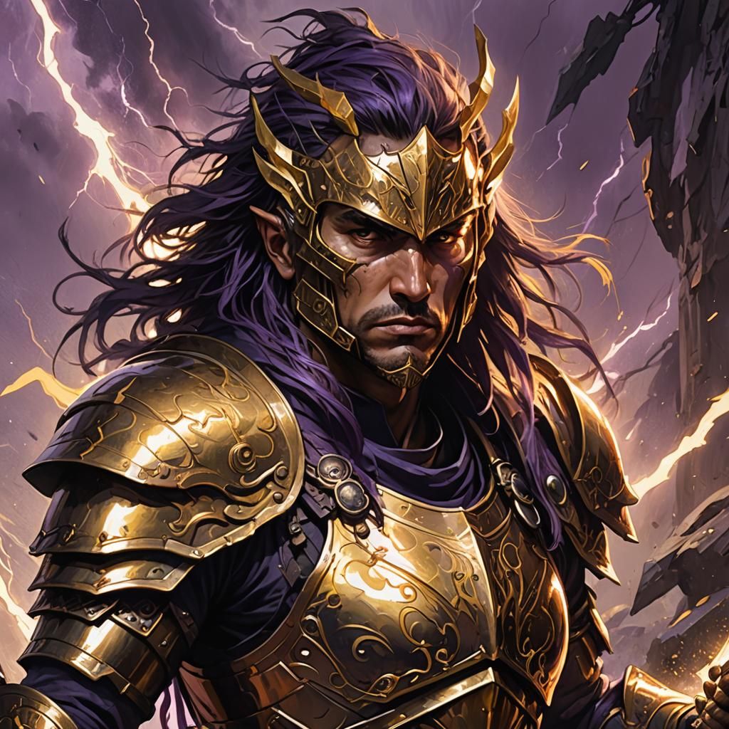 Battle-Hardened Warrior in Dark Fantasy Landscape