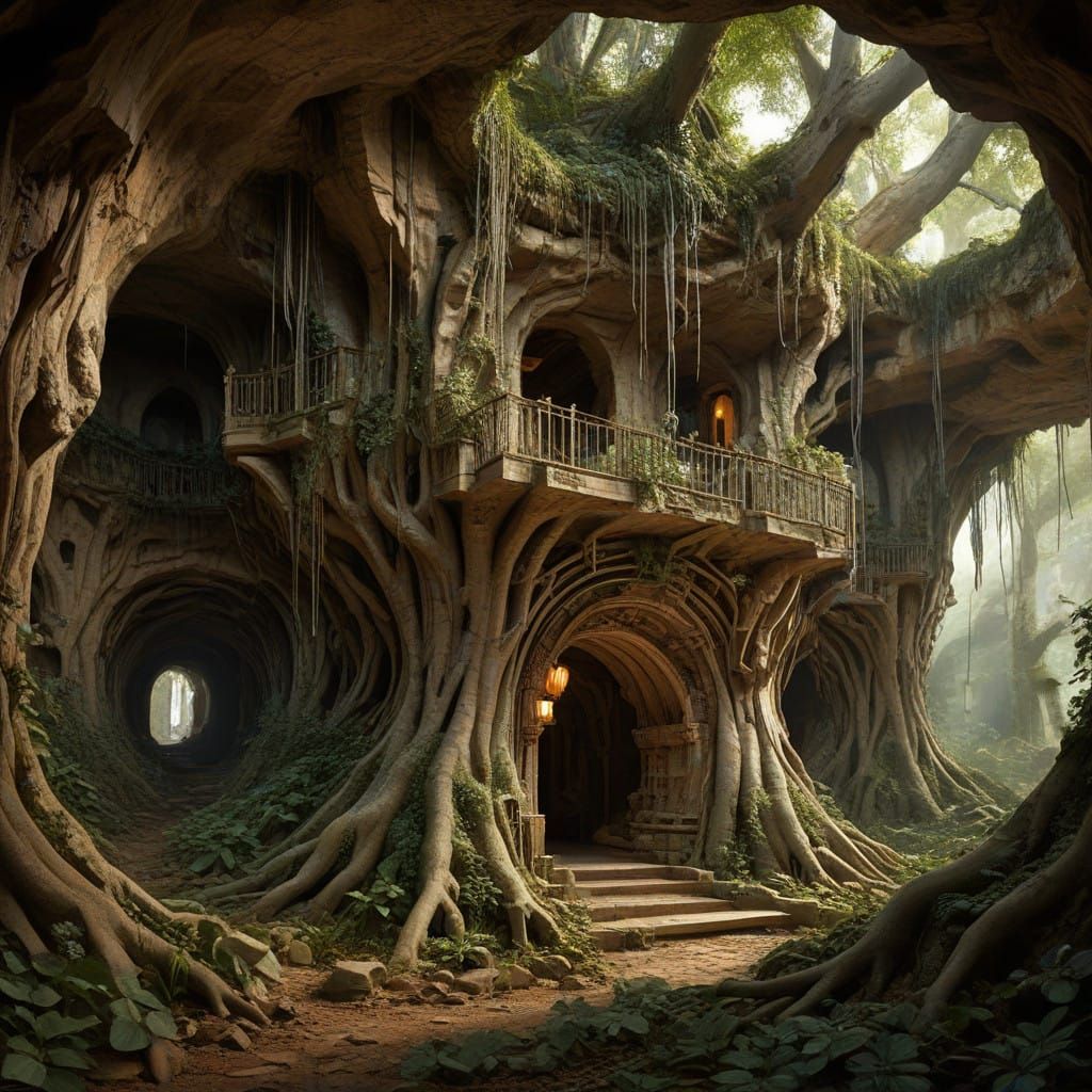 Enchanted Petrified Eucalyptus Tree Root System in Fractal E...