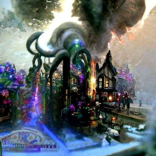 Ethereal Eldritch Blast in a Fantasy Landscape