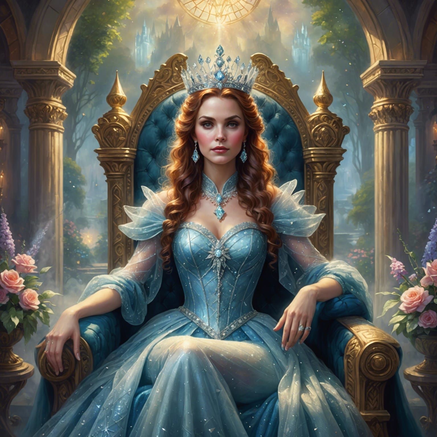 Diamond Queen on Throne in Ethereal Style