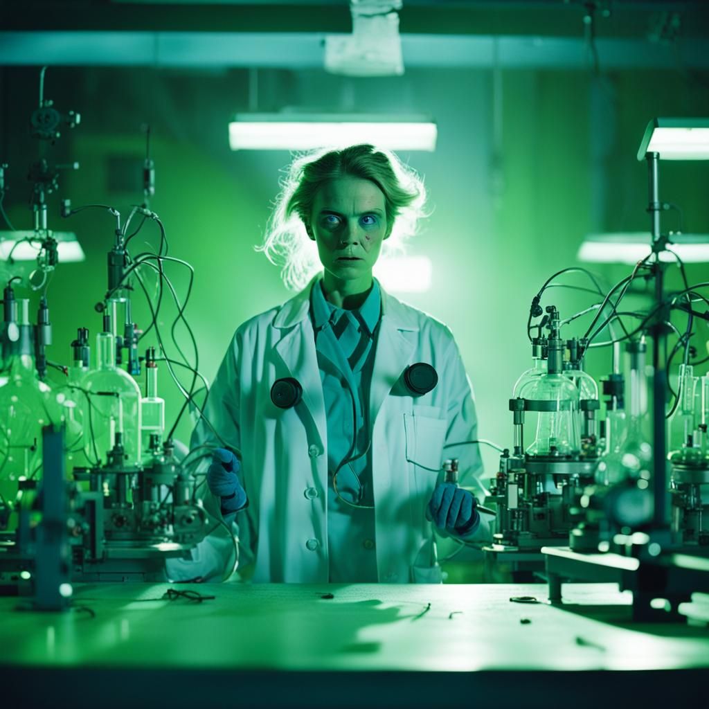Mad Scientist Conducts Experiments in Laboratory: Cinematic ...