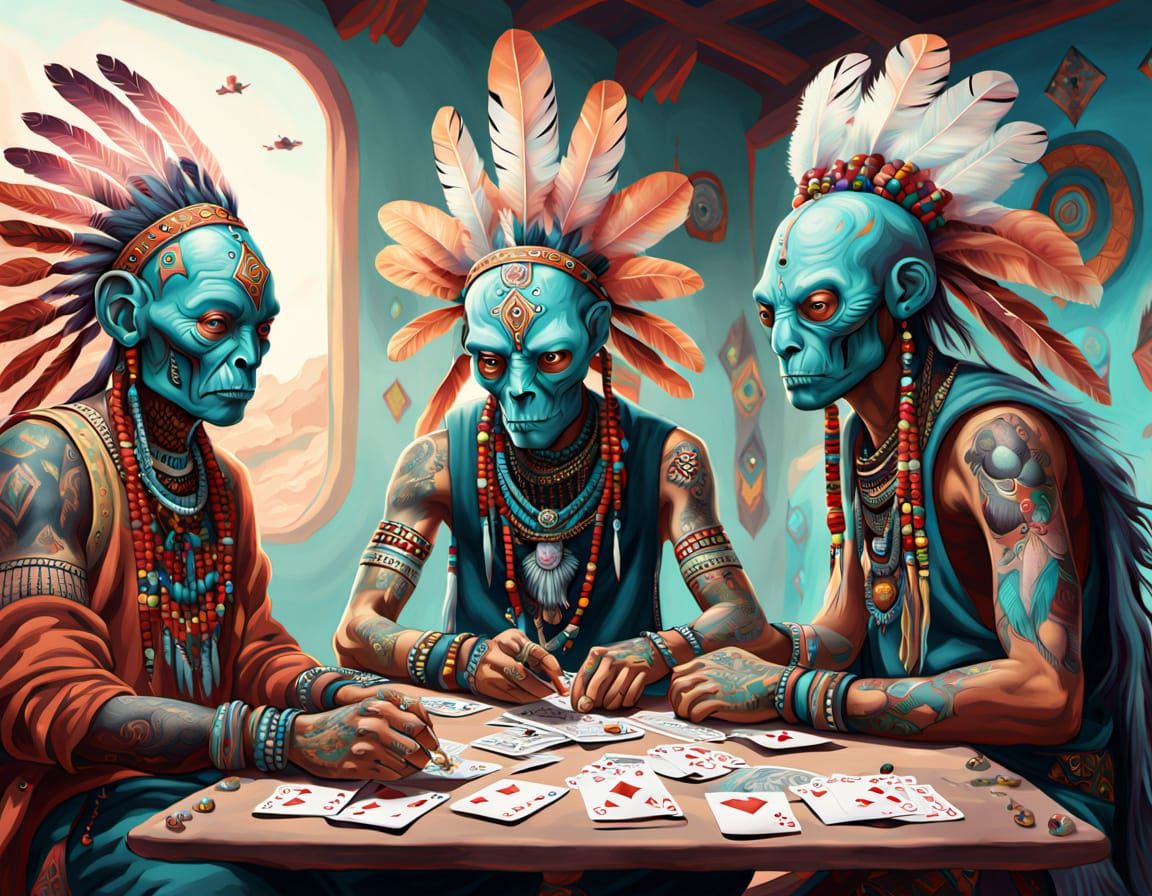 Martian Card Game: Surreal Sci-Fi Concept Art