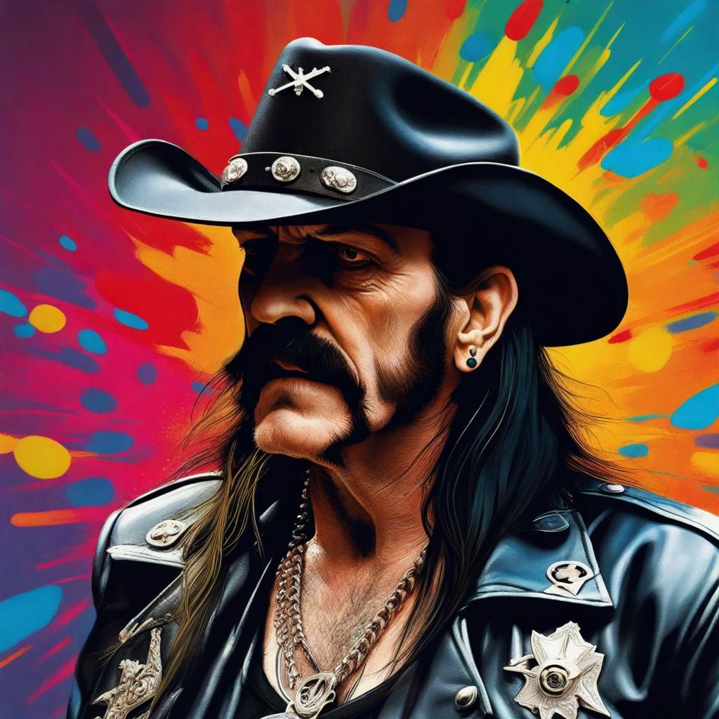 Hyperrealistic Portrait of Lemmy Kilimster as Splash Art