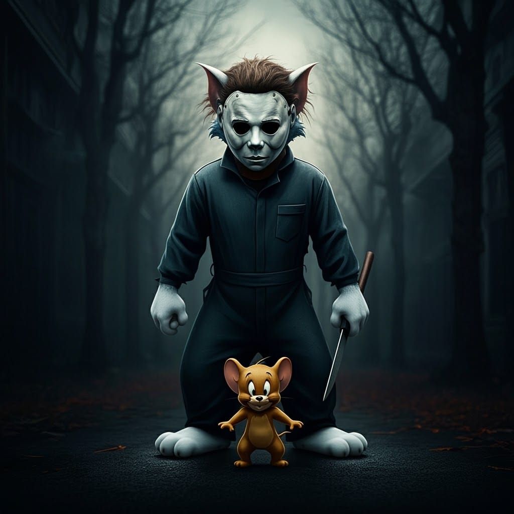 Tom Cat as Michael Myers Stalking Jerry