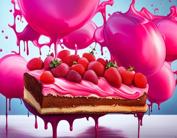 Strawberry Dessert Graffiti Art in Splash Style