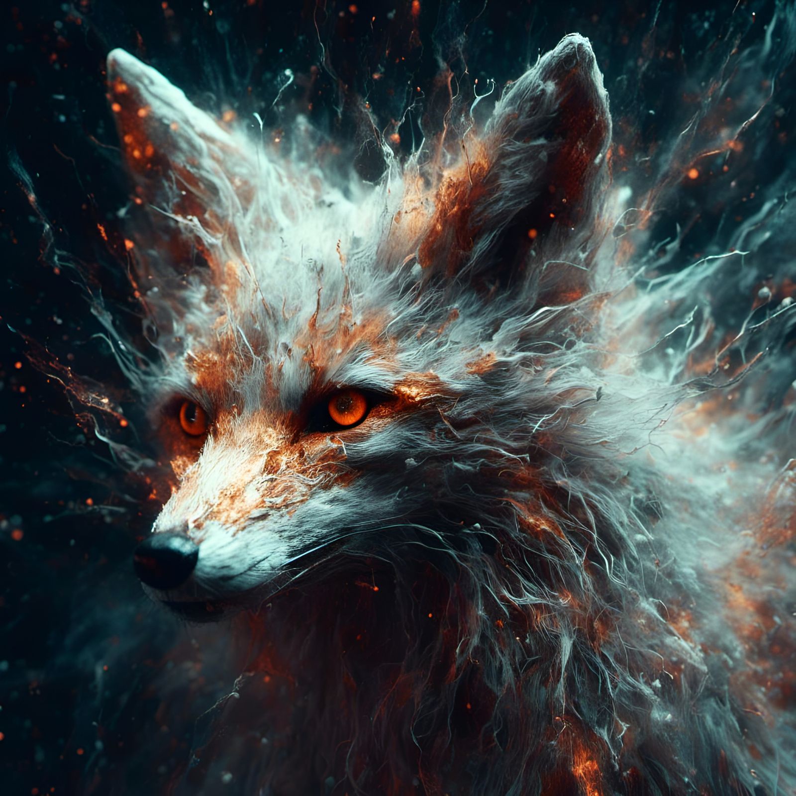 Ethereal Ghostly Fox with Intricate Fur Detail