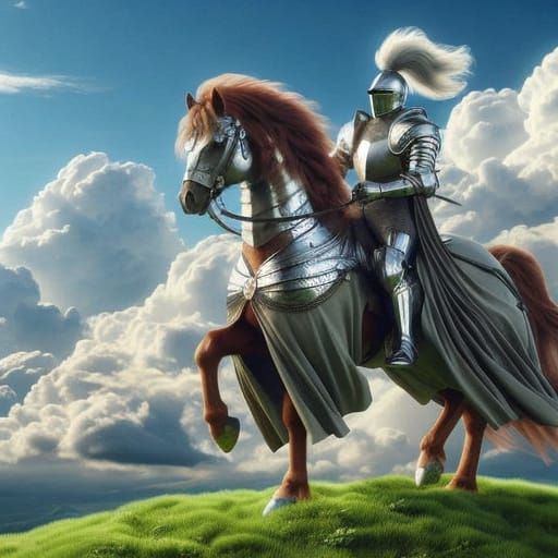 Medieval Knight Rides into Battle on Armored Steed