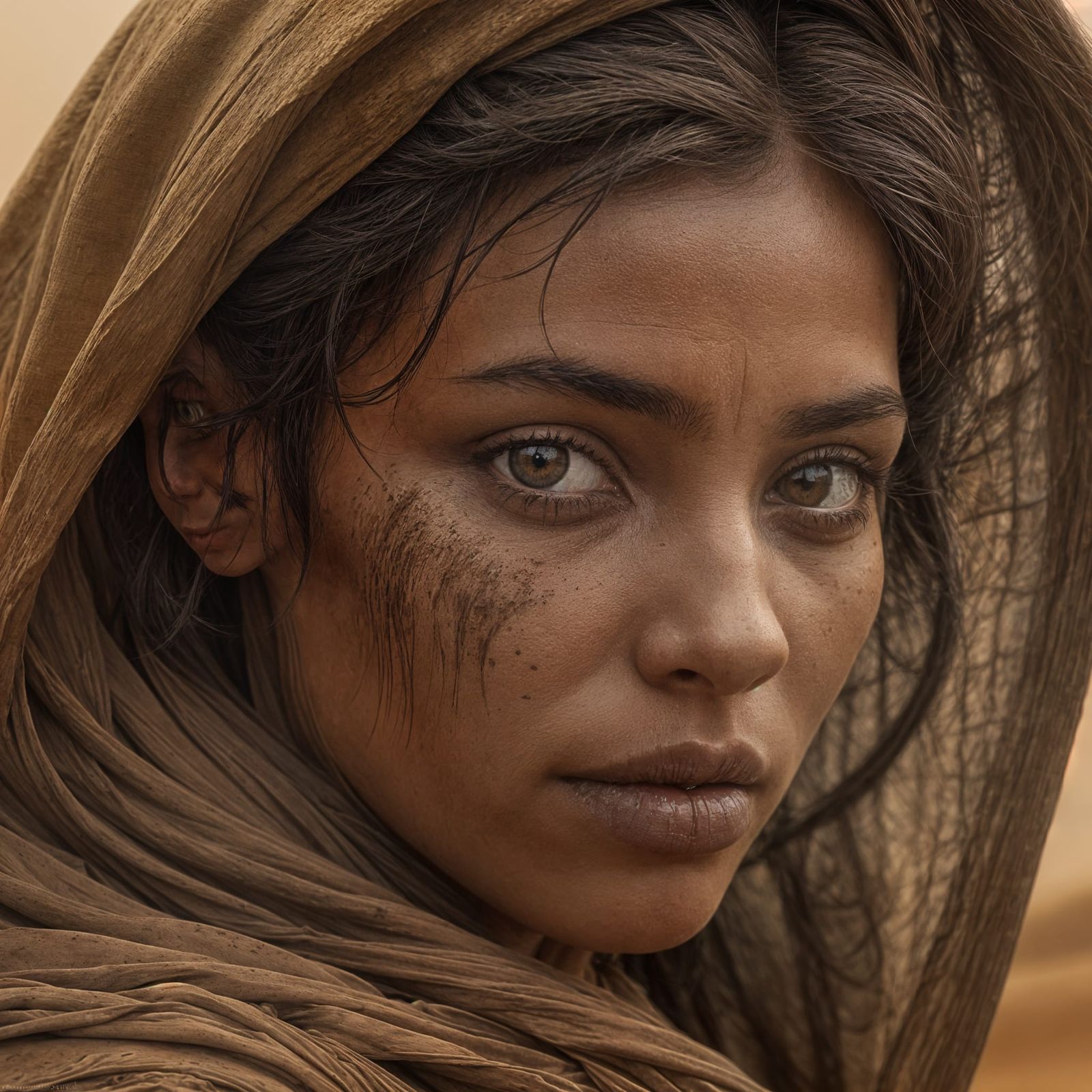 Bedouin Woman in Desert Sandstorm: Matte Painting