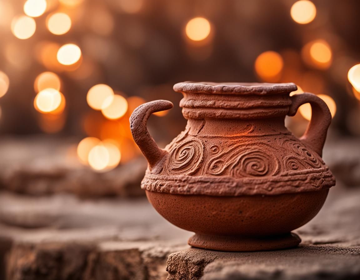 Detailed Roman Clay Oil Lamp, Professional Photography